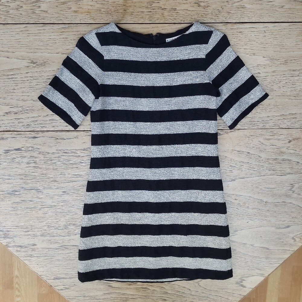 Alice + Olivia striped cotton tweed short mini dress size 0